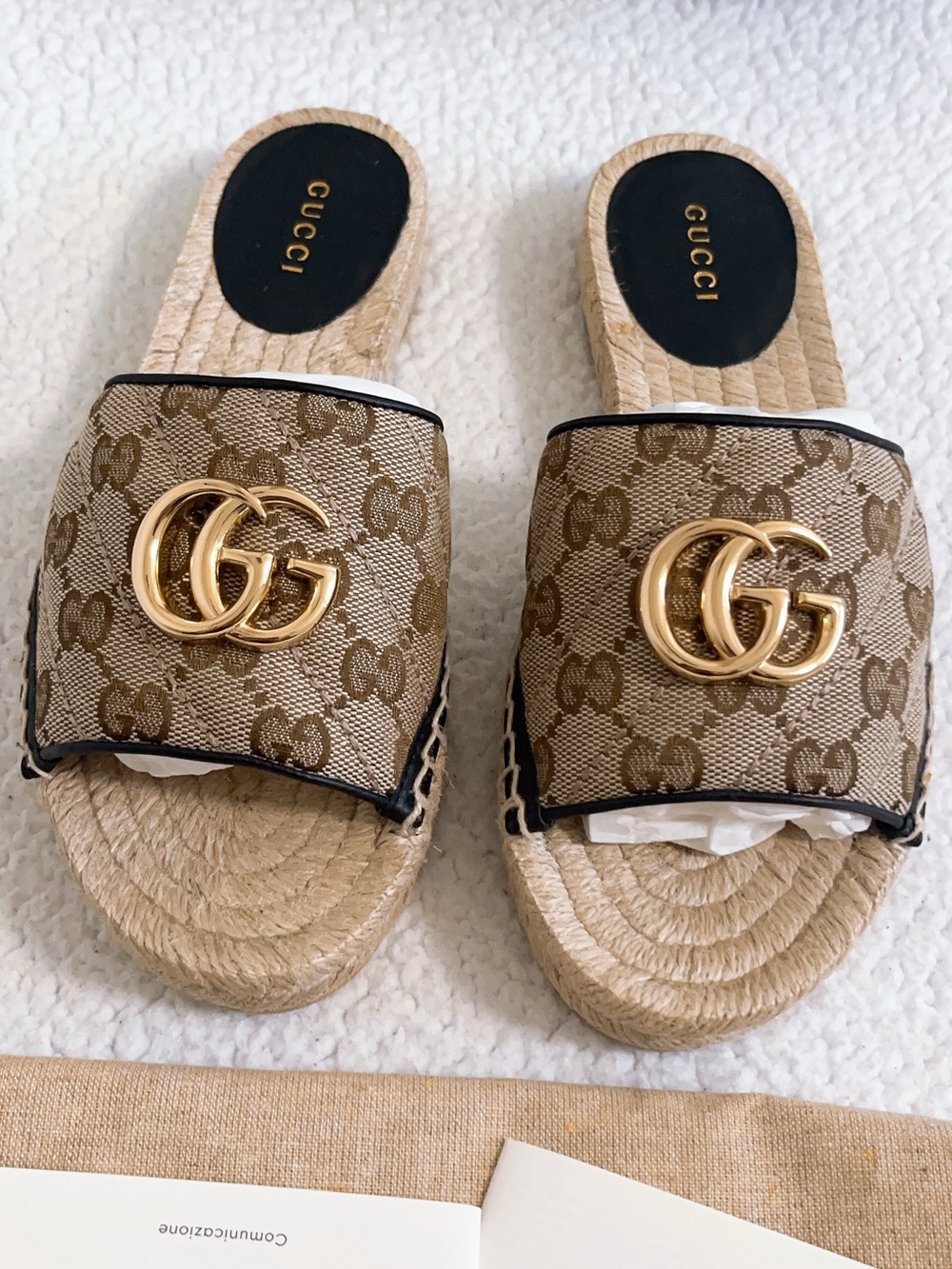 Gucci Women’s GG Marmont Monogram Canvas slide Espadrille Sandal - Picture 4 of 16